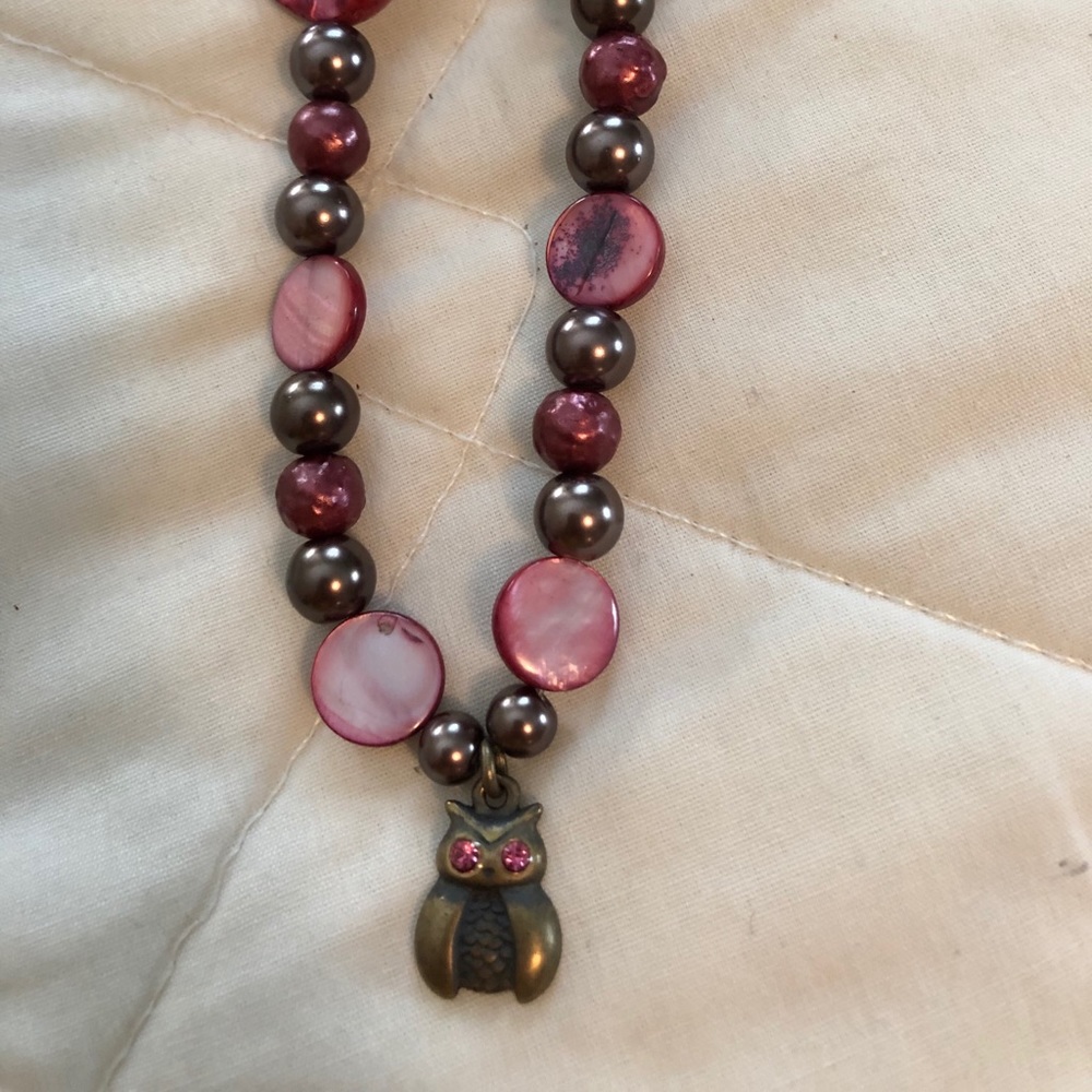 HAND MADE ONE OF A KIND NECKLACE WITH OWL PENDANT